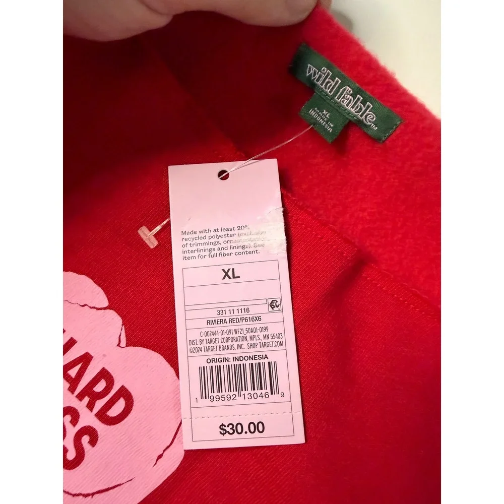 Wild Fable Hard Pass Heart Off The Shoulder Sweatshirt Riviera Red XL NWT - Picture 2 of 2